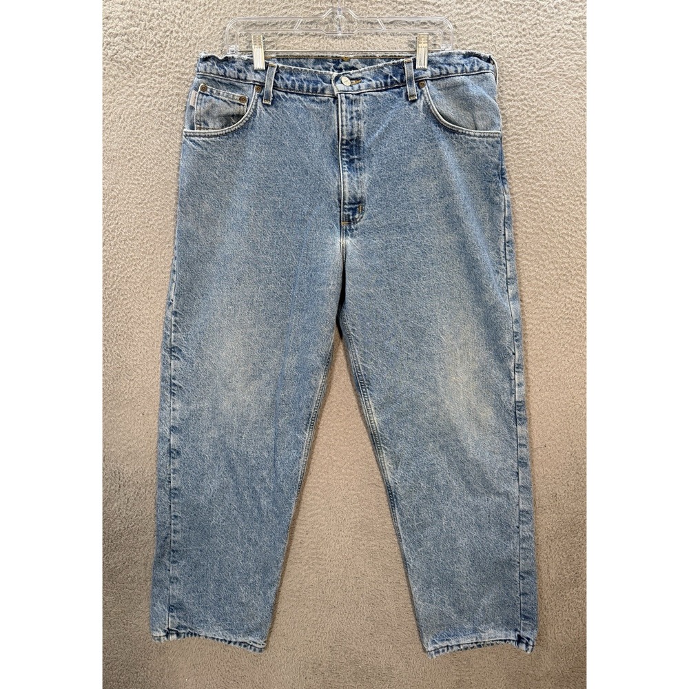 Carhartt Jeans Mens 38x30 Blue Relaxed Fit Flannel Lined Workwear Chore Barn *